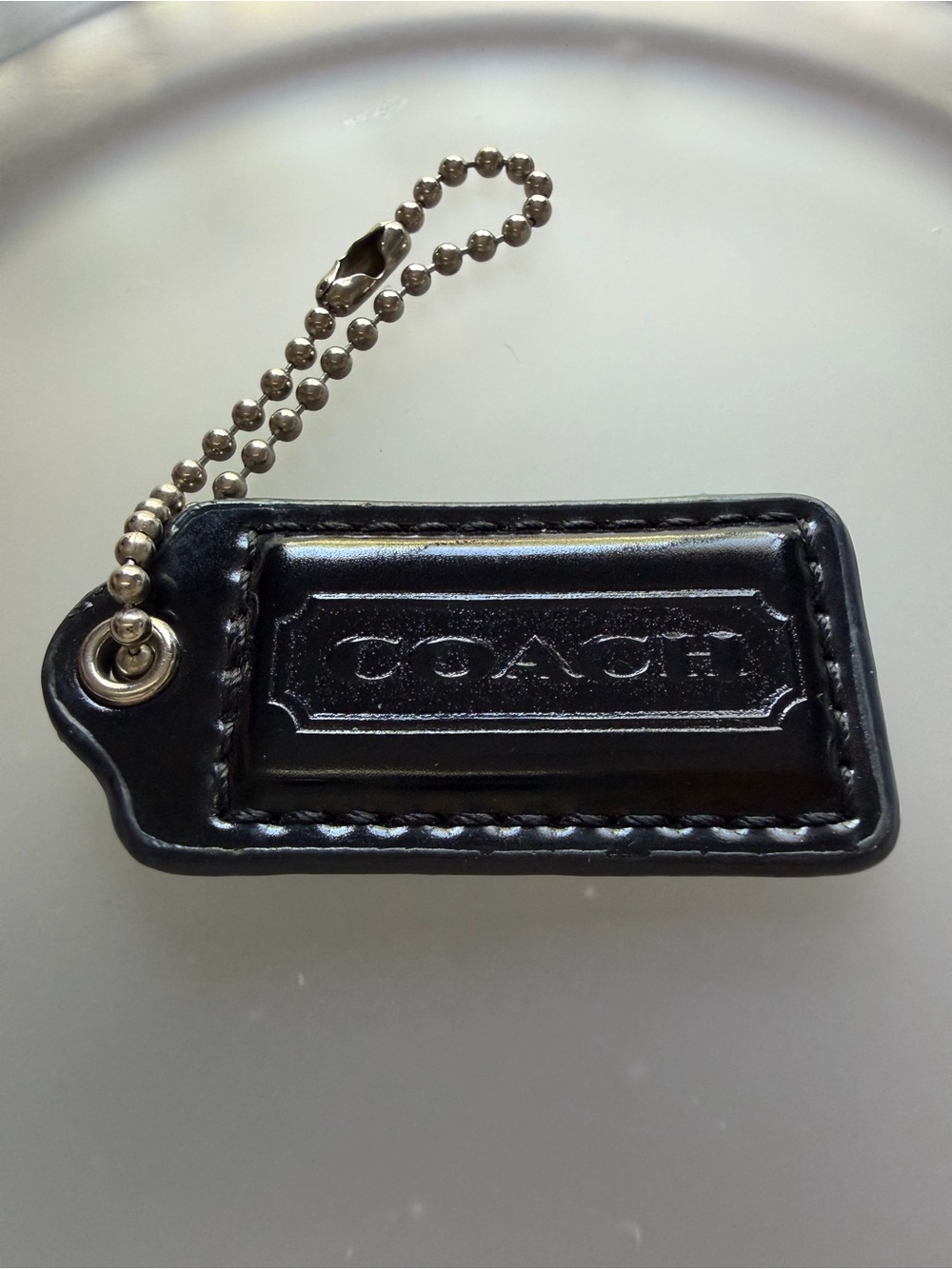 Coach Black Patent Hang Tag Leather with Silver Tone Ball Chain - Picture 6 of 6